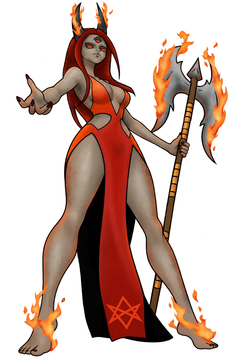 Lilin de fuego con hacha
